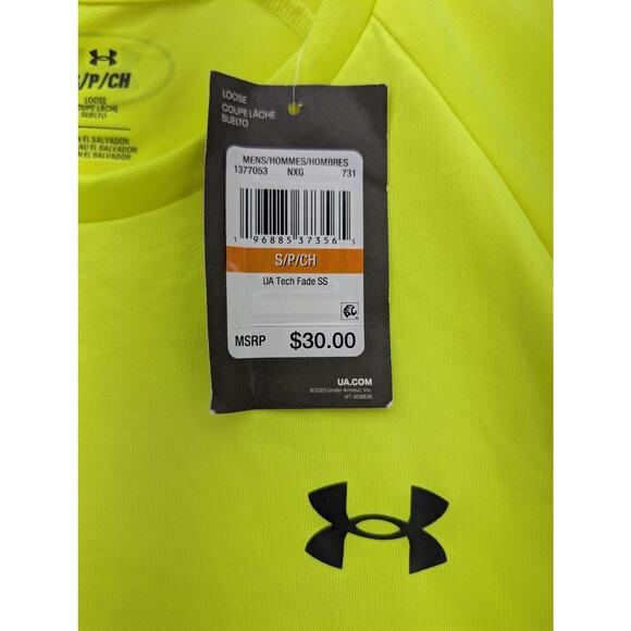 NWT Under Armour UA Tech Fade Short Sleeve in High Vis Yellow size Small - Picture 3 of 6